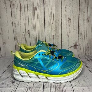 Hoka One One Conquest Aqua Lime Active Gym Running Sneakers Women 8